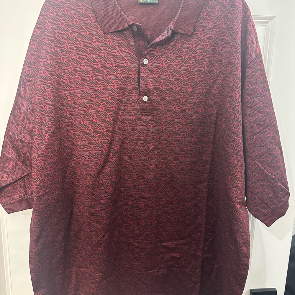 Bobby Jones Shirt Mens 2x  Burgundy Short Sleeve Polo Quarter Button Collared